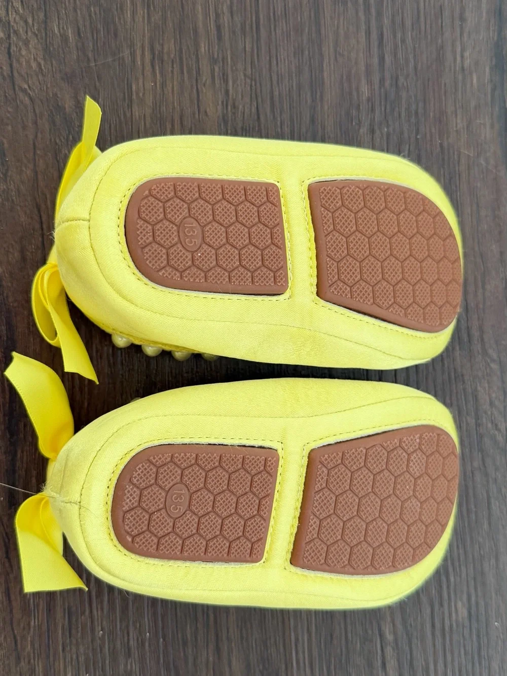 Girls Yellow Pearl Mary Jane Flats